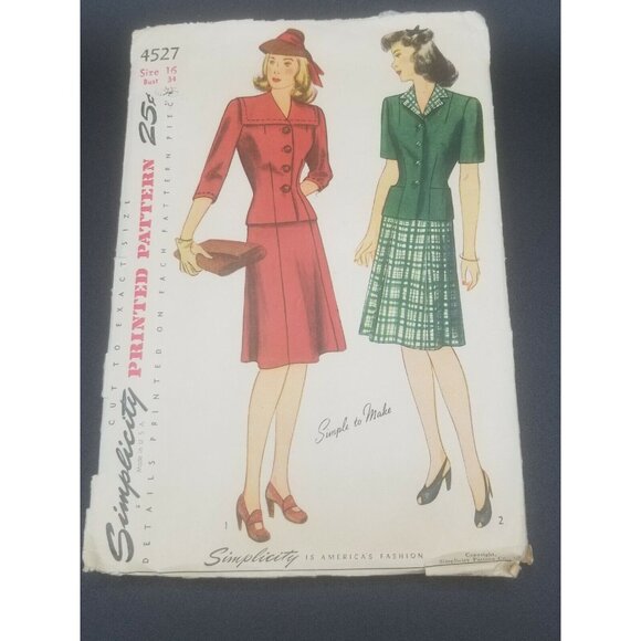 Simplicity 1943 Misses' Two Piece Dress Sewing Pattern #4527 Size 16 - Picture 1 of 3